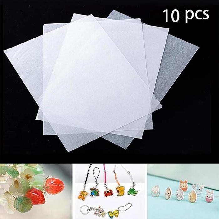 

COD 10pcs DIY Shrinky Dink Plastic / Heat Shrink Sheets / Kertas Heat Shrink 20*27cm - Tembus-10pcs （Mudah dirnai）PASTI HEMATNYA