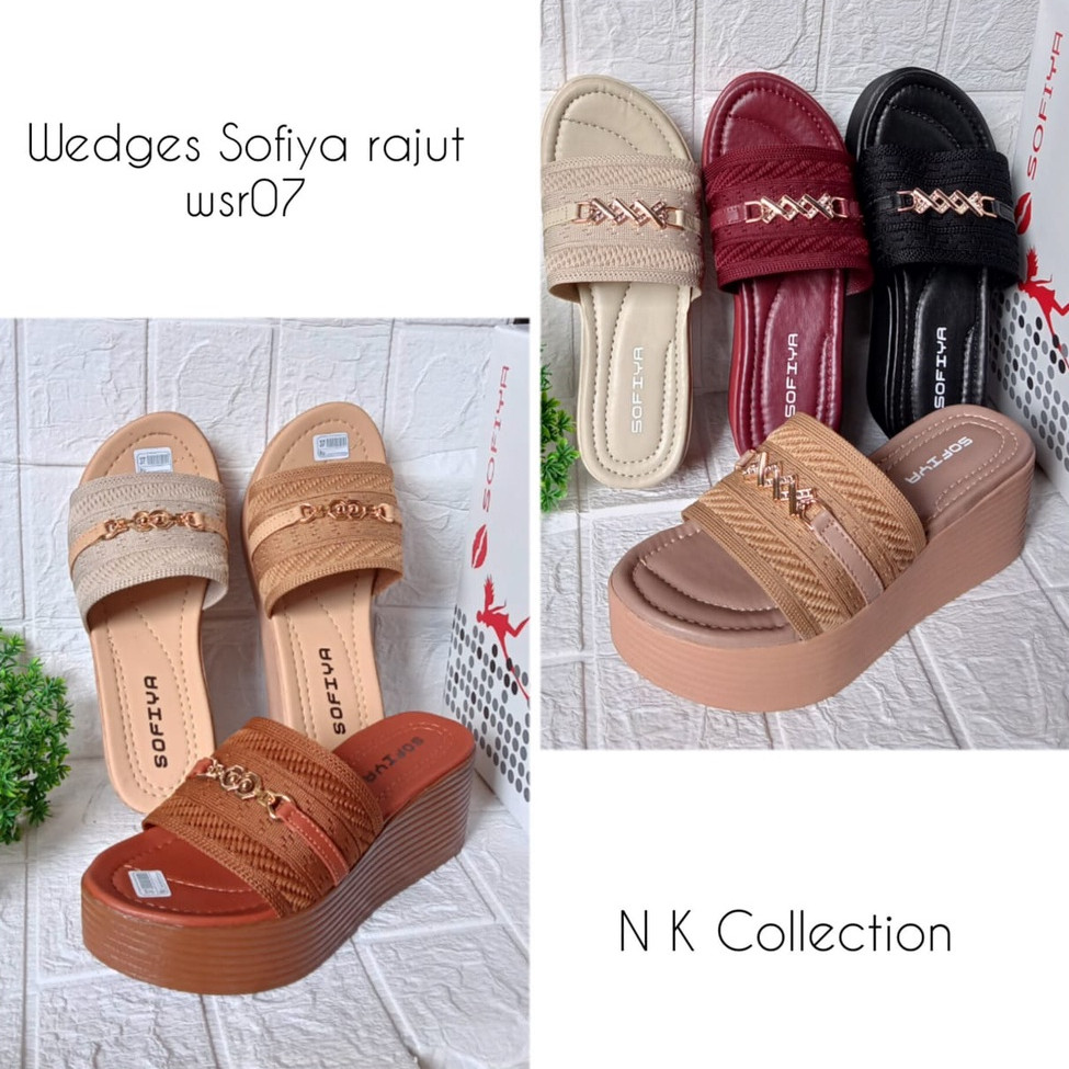 [PREMIUM ORIGINAL] sandal wedges Wanita Bahan Rajut Hak tinggi sofiya