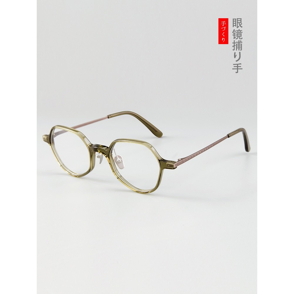 Karya desainer merek fashion Jepang bingkai bulat Sertifikat impor Kacamata Miopia Pria dan Wanita P