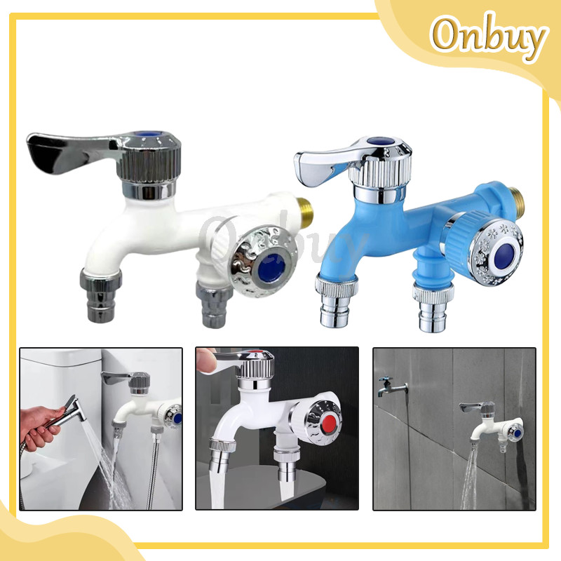 Keran Cabang Shower ABS Kran Air Double Plastik Kran Cabang 2