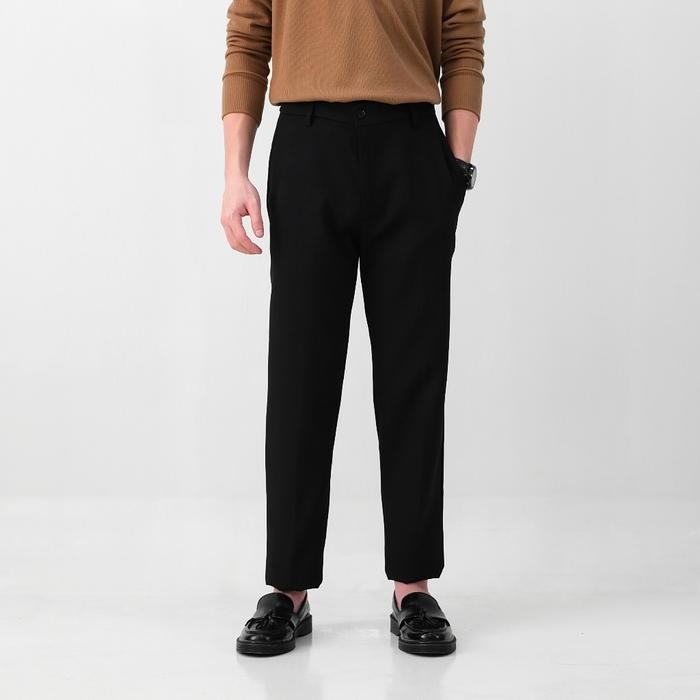 SANVANINA Kael Basic Ankle Pants | Celana Bahan Formal Pria | Celana Panjang Kantor Pria H-81 - Jet 