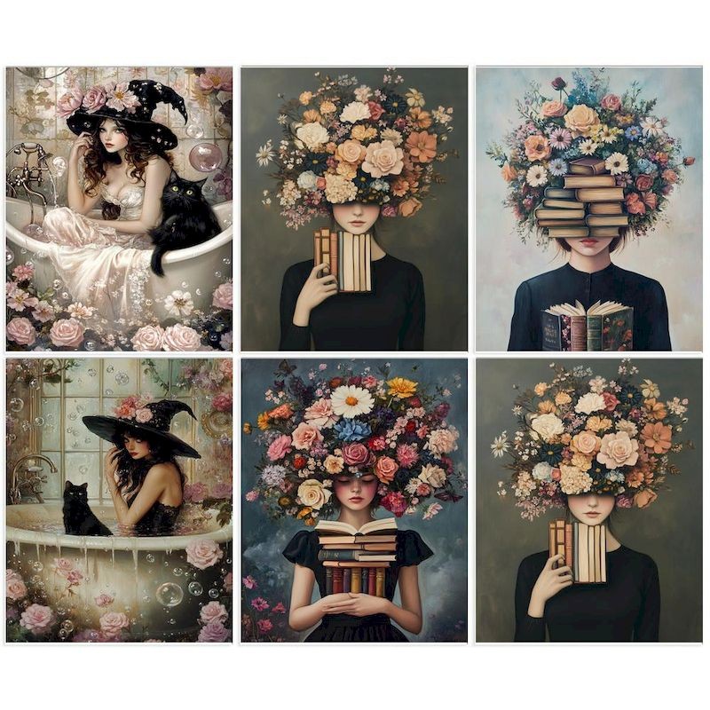 

GATYZTORY Abstract Book Painting By Numbers 40x50cm Kits Flower Girl Drawing On Numbers For Adults Kill Time Diy Gift