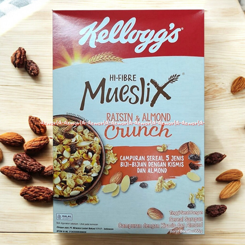 

Kellogg's 355gr Mueslix Raisin & Almond Crunch Sereal Terbuat Dari Gandum Utuh Kelloggs Mueslik Cereal Kismis
