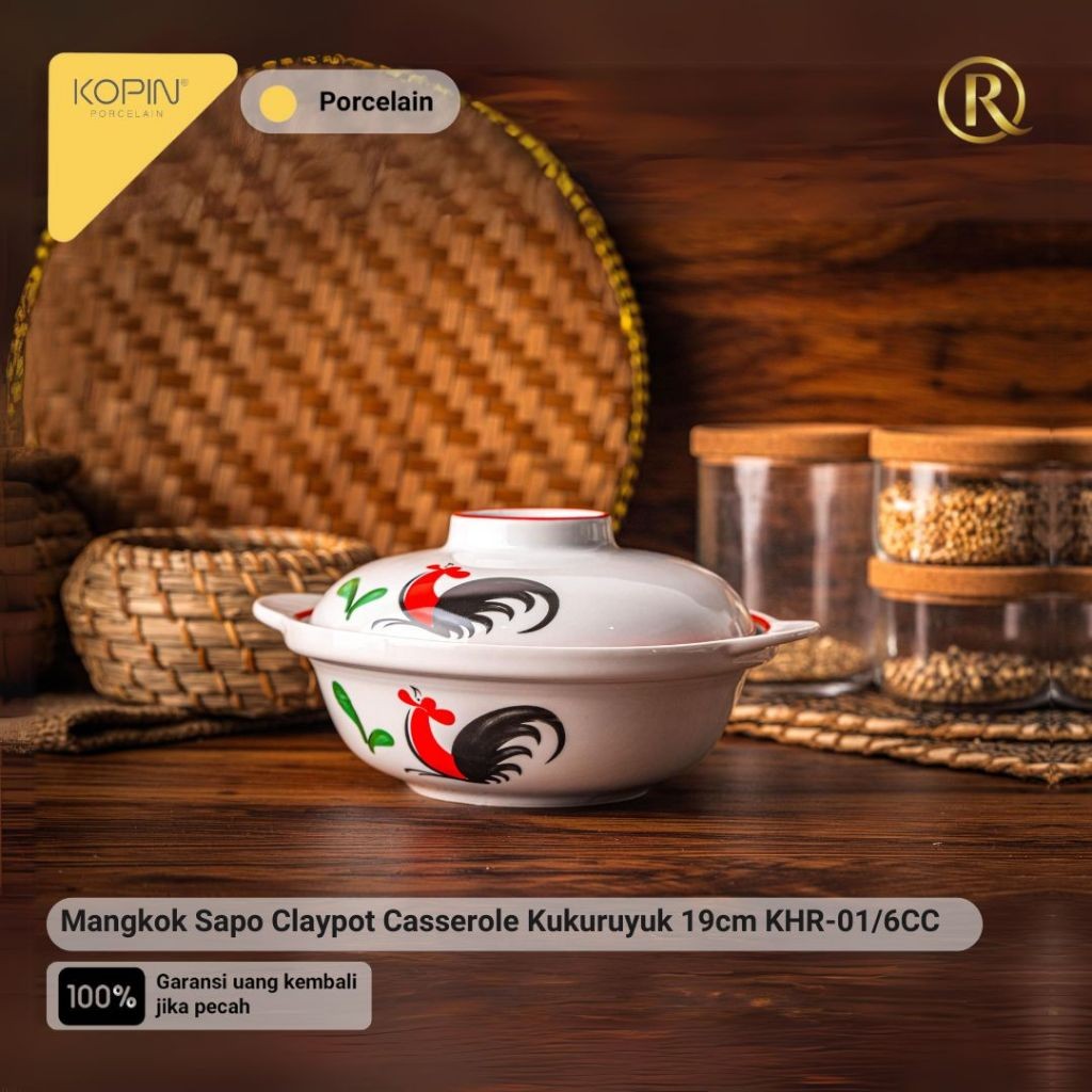 Mangkok Sapo Claypot Casserole Kukuruyuk 19cm Kopin KHR-01/6CC Porcelain Keramik