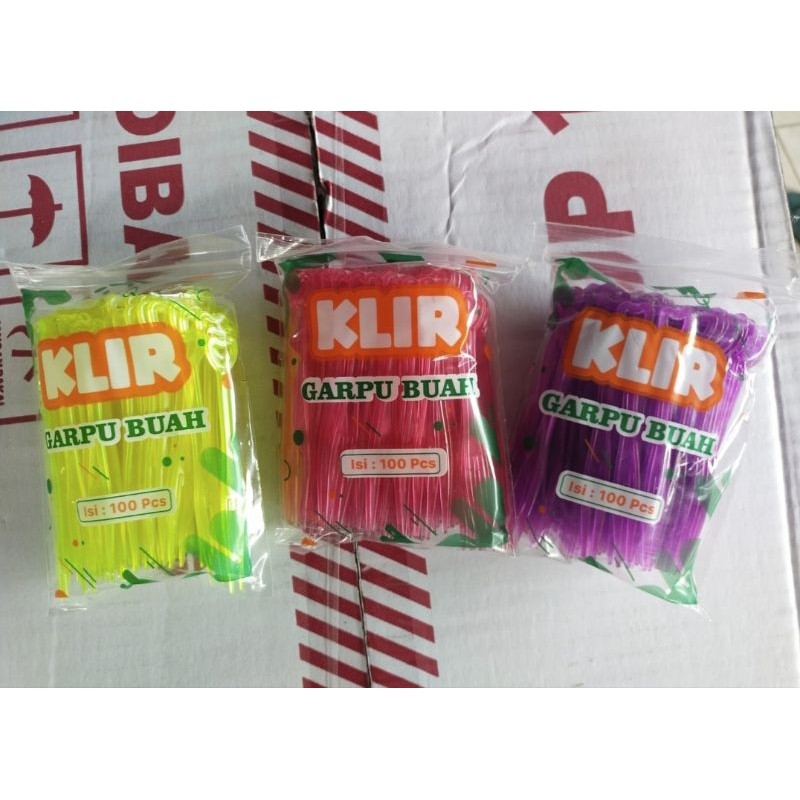Garpu kue warna isi 100pcs - garpu buah - tusuk - tusukan jajanan - penusuk kue - garpu plastik keci