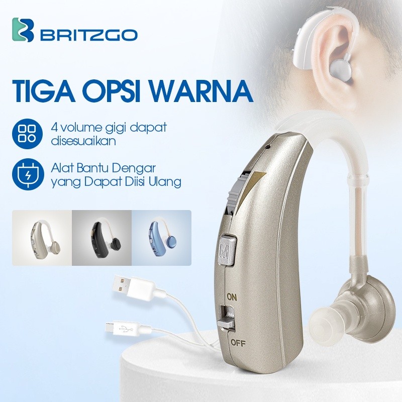 Britzgo Alat Bantu Dengar Rechargeable Digital Hearing Aids Wireless Asli Alat Pendengaran Telinga O