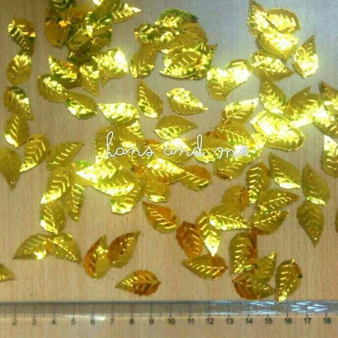 Payet / Manik Daun Mangga 24mm - Daun Emas Gold