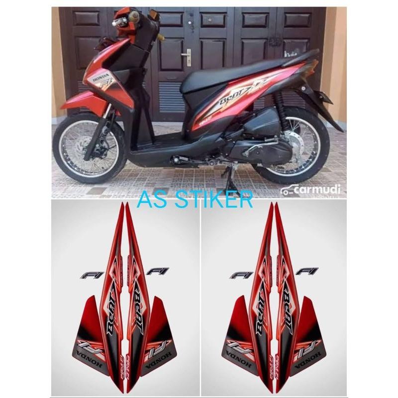 Stiker striping motor beat PGM Fi 2013 merah full body original
