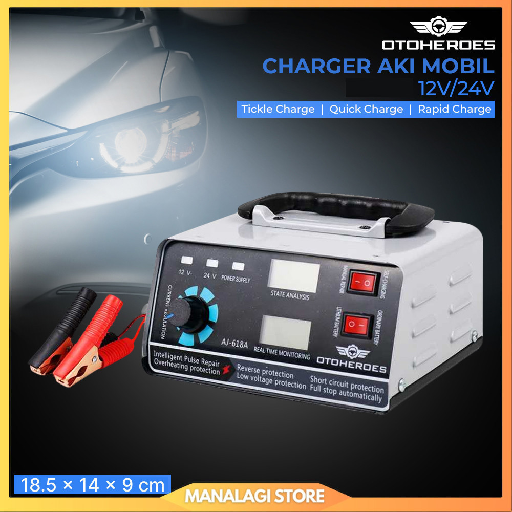 OTOHEROES Charger Aki Mobil Motor Intelligent Battery Charger 12V/24V - AJ-618A