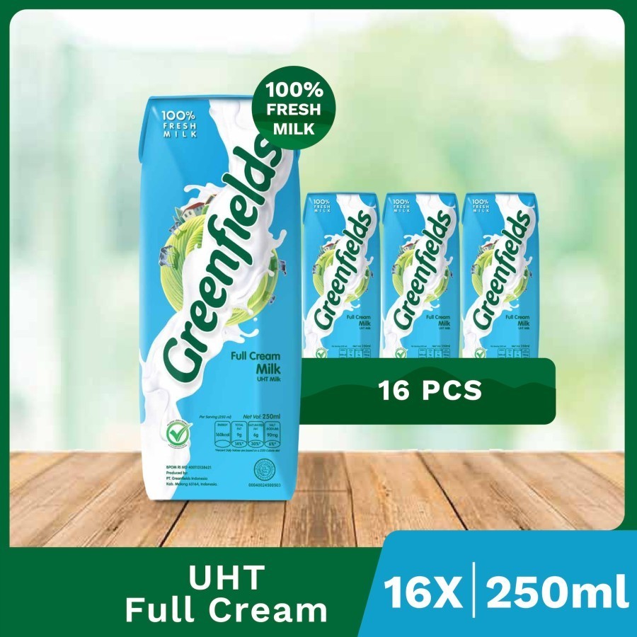 

[Bundling 16 Pcs] Susu Greenfields UHT Full Cream 250ml