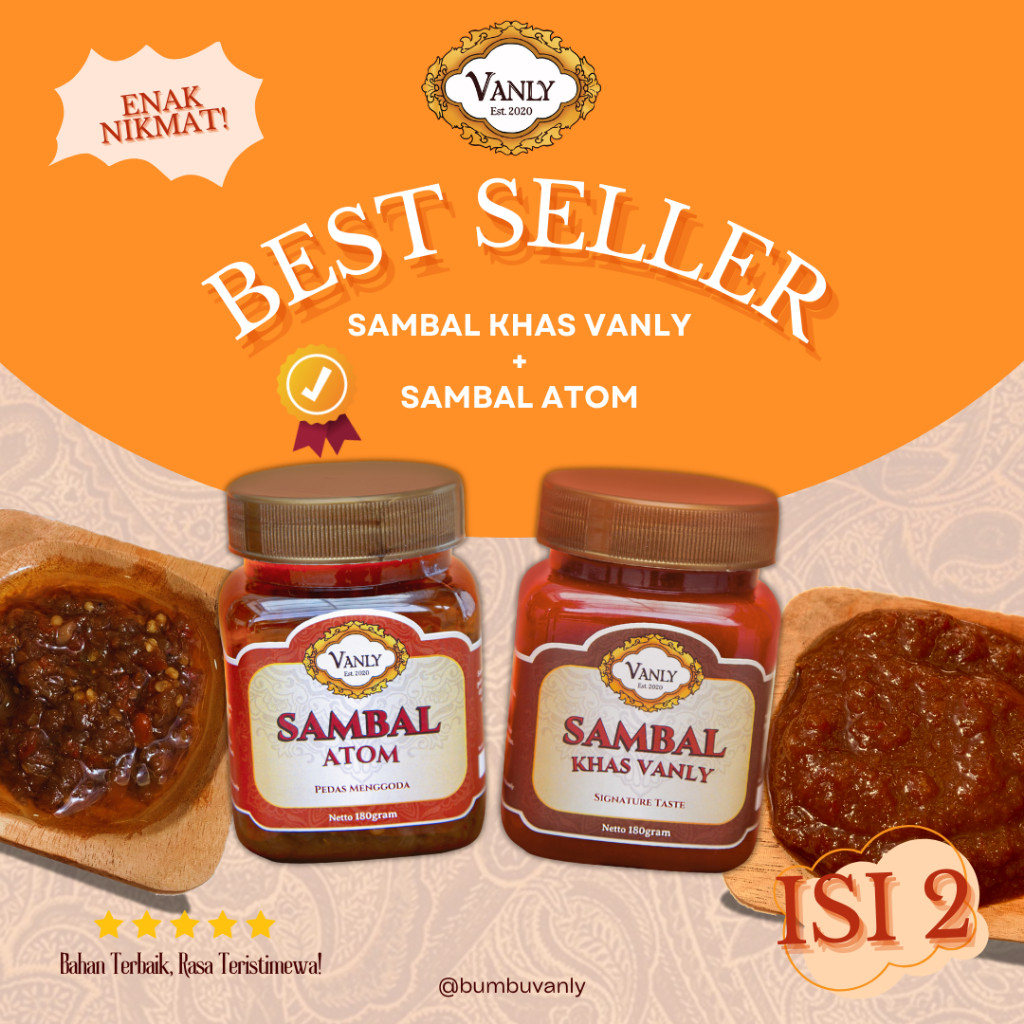 

[ BUMBU VANLY ] PAKET BESTSELLER - SAMBAL KHAS VANLY, ATOM, Pedas Gurih Rumahan, Serba guna, Prakti