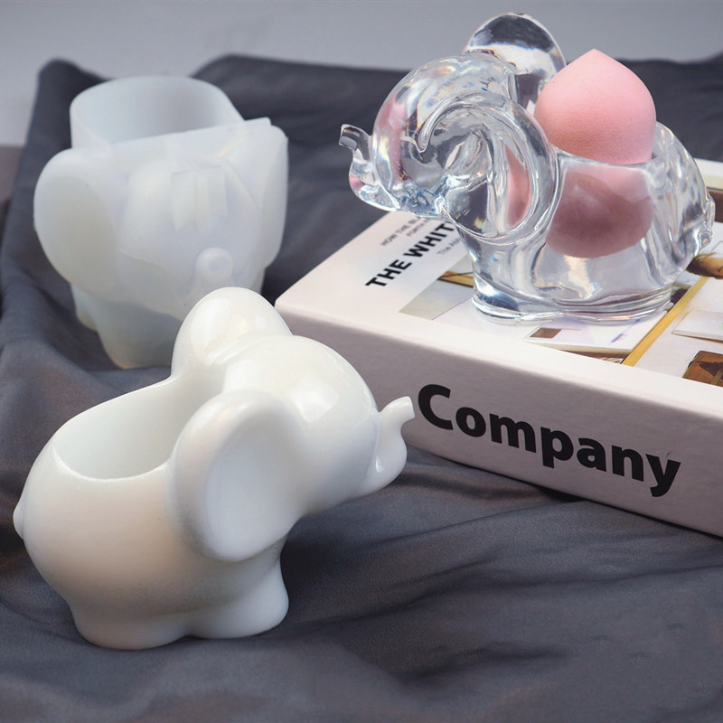 

DIY Elephant Resin Mold Epoxy Mirror Three-dimensional Elephant Makeup Egg Storage Silicone Mold