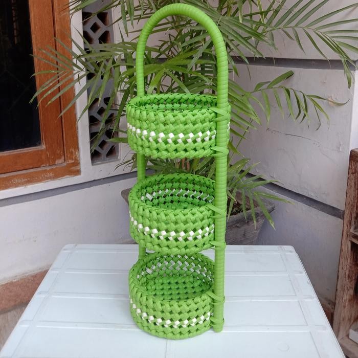 [3 SUSUN] Tempat Bumbu Rantang Rotan Sintetis 3 Susun Keranjang Bumbu Unik Tempat Penyimpanan Bumbu 