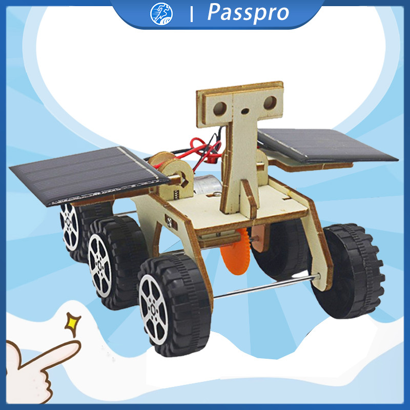 Puzzle Kendaraan Mobil Mainan Kayu Mobil Panel Surya Mini Bajak Bulan Mainan Mobil Kayu