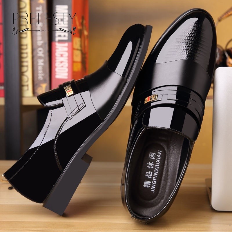 COD Sepatu Kantor Cowok Pantofel Pria Klasik Hitam Coklat Pria Slop Formal Kerja Tanpa Tali Import
