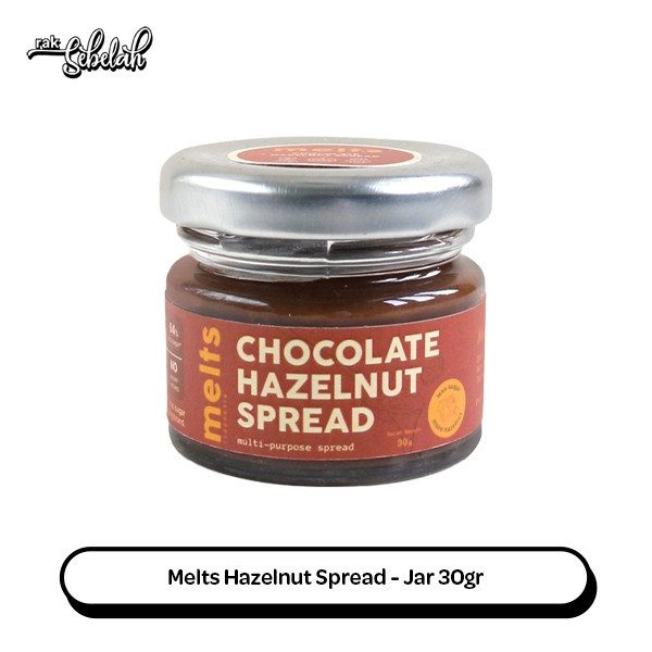 

Melts Chocolate Hazelnut Spread 30g - Selai Roti Cokelat Plant Based | Vegan | Gluten Free | Rak Sebelah