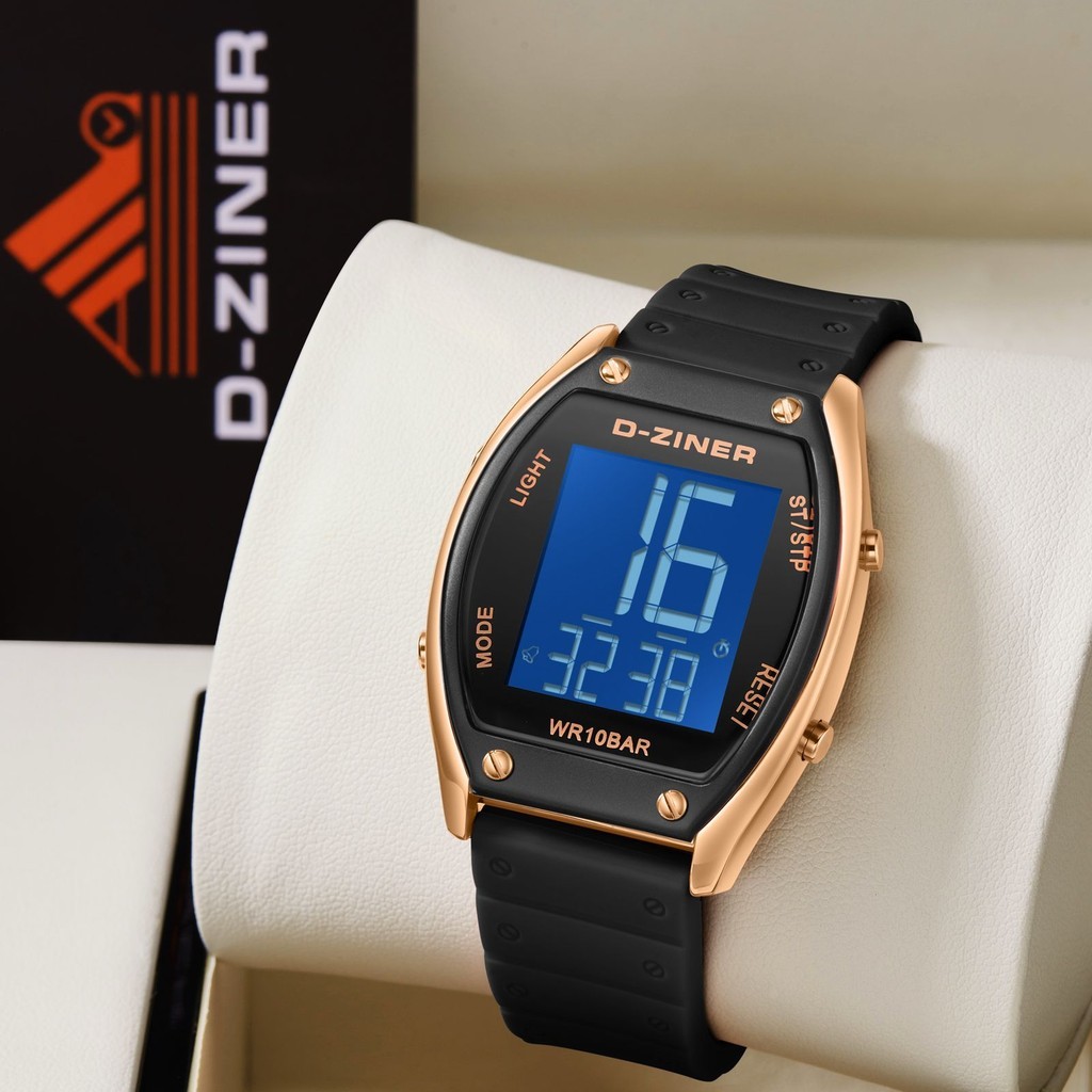 Jam Tangan  Jam Tangan Pria Dan Wanita Dziner 8358 Rubber Digital Waterproof 10ATM