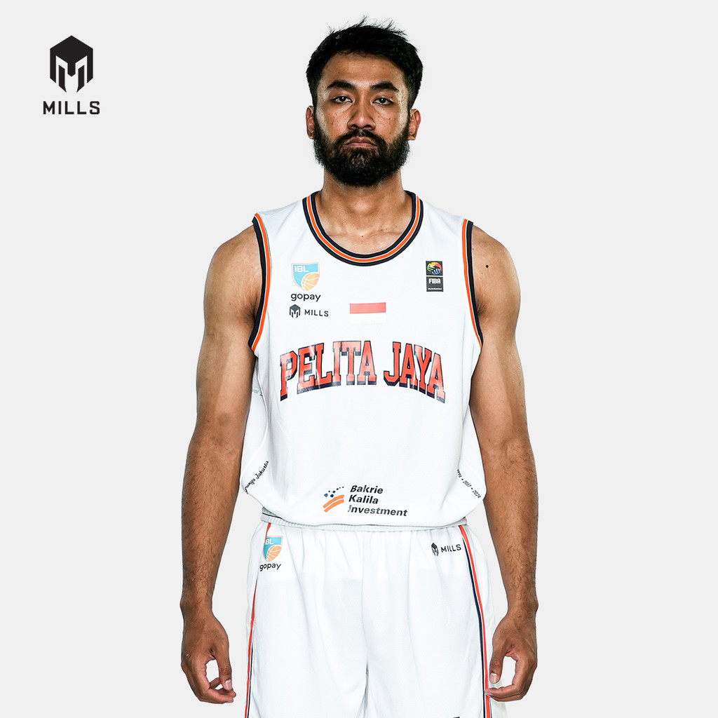 NEW MILLS PELITA JAYA AWAY BASKETBALL JERSEY WHITE 26025PJ PREMIUM