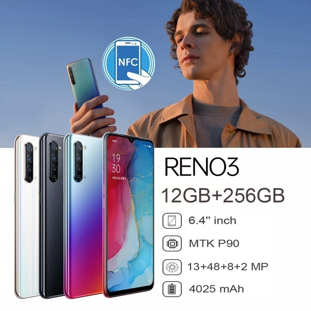 Support NFC hp oppo reno 3 Ram 12 256 GB 48MP Kamera Handphone HP