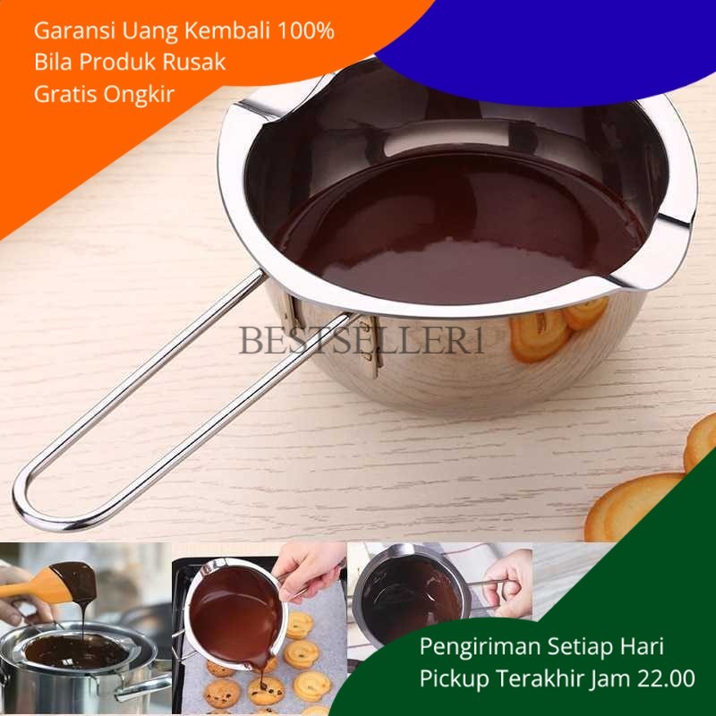 BS Panci Leleh Coklat Anti Karat Melting Milk Saos Cake Stainless Wadah Keju Melelehkan Butter Murah