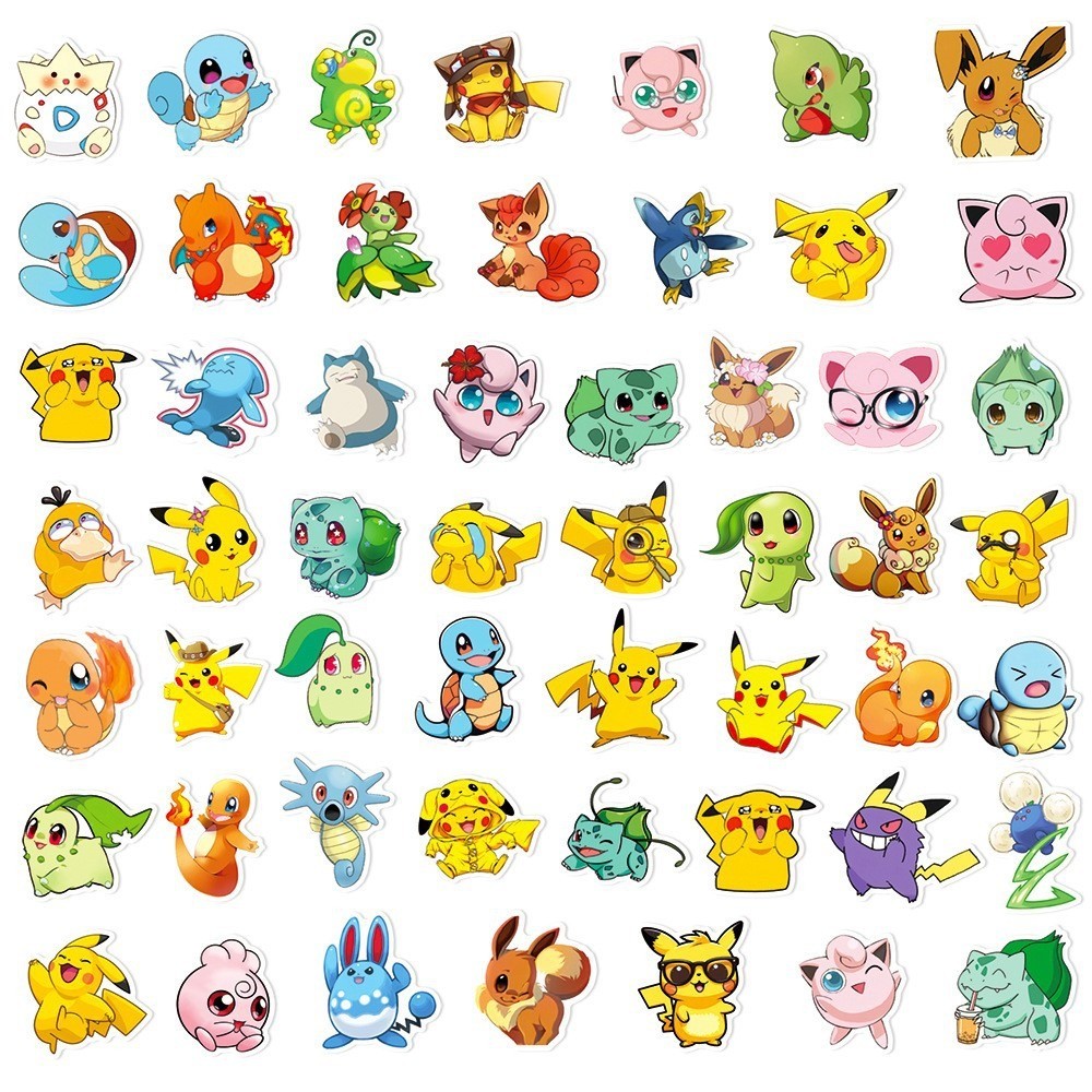 

50 Pcs Sticker Pokemon Vinyl Waterproof untuk Tempelan Laptop Tumbler HP Koper DIY [11]
