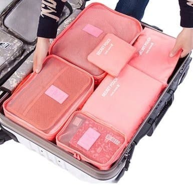 Traveling Bag 6 In 1 / Travel Bag Organizer - Pink Fanta