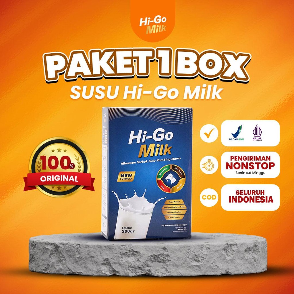 

[BISA COD] Hi-GO MILK 1 BOX Susu Kambing Etawa dan Creamer Nabati 100% Asli Original Untuk Atasi Nyeri Sendi Sesak Nafas Kesehatan Tulang dan Sendi Sehat Rendah Gula Teruji Klinis