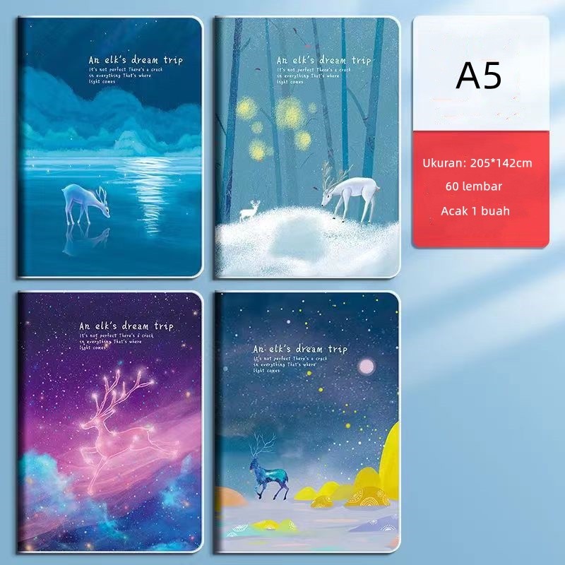 

Buku catatan/Buku catatan A5 sampul PVC/buku catatan sekolah sampul karet tebal isi 56 lembar