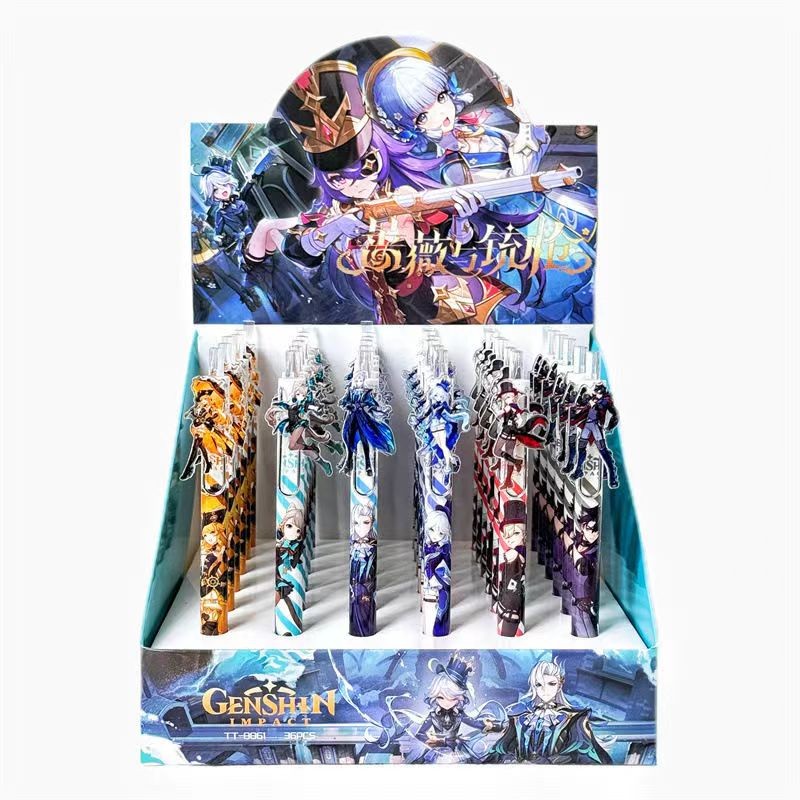 

6Pcs Game Genshin Impact Cartoon Acrylic Gel Pen Navia Focalors Furina de Fontaine Wriothesley Neuvillette Lyney Lynette Gift