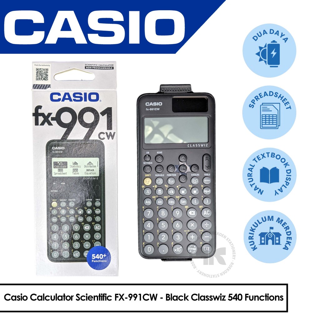 

Casio Calculator Scientific FX-991CW - Black Classwiz 540 Functions