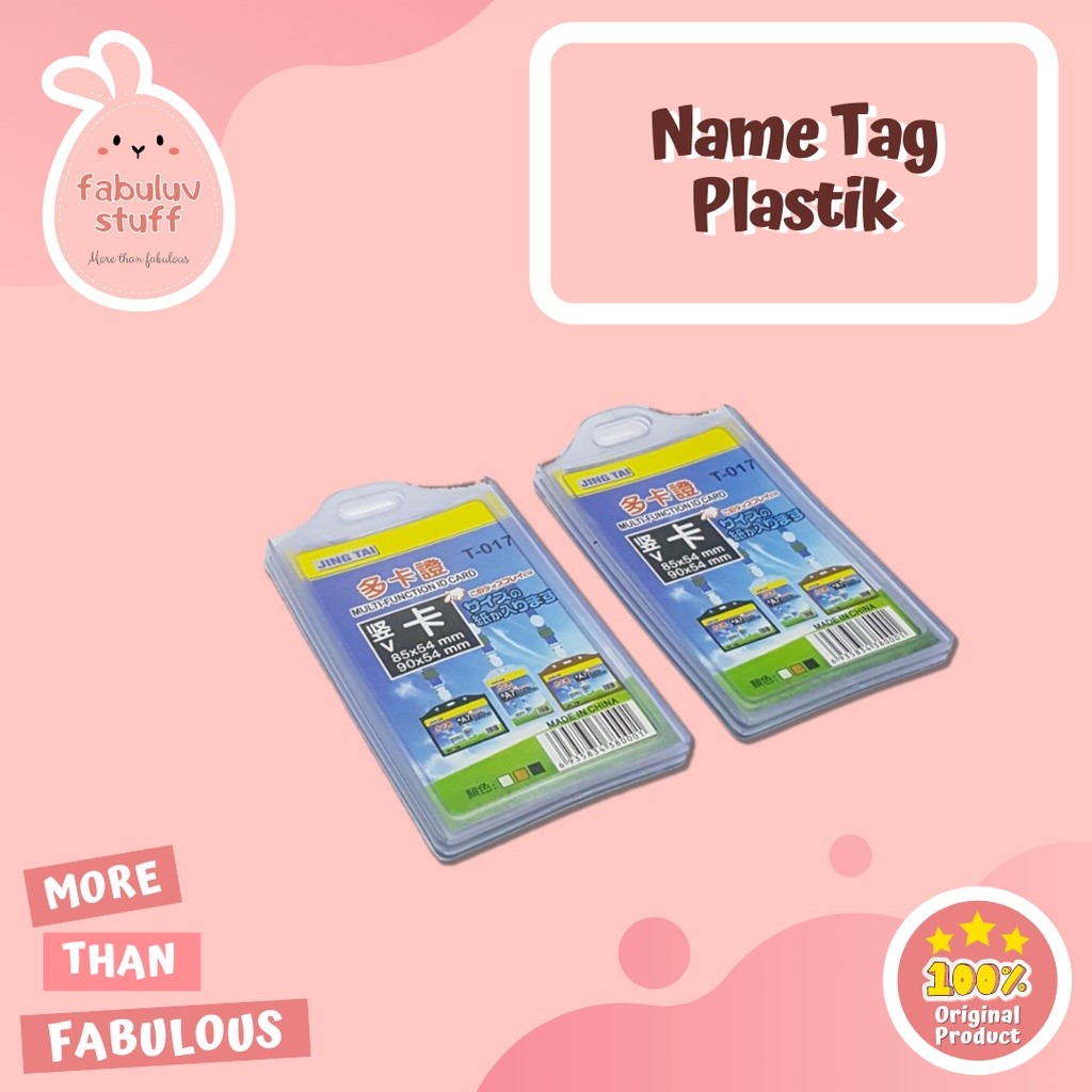

ATK ~ Nametag Bening 1 Muka dan 2 Muka / Name tag 1 Sisi dan 2 Sisi Transparan