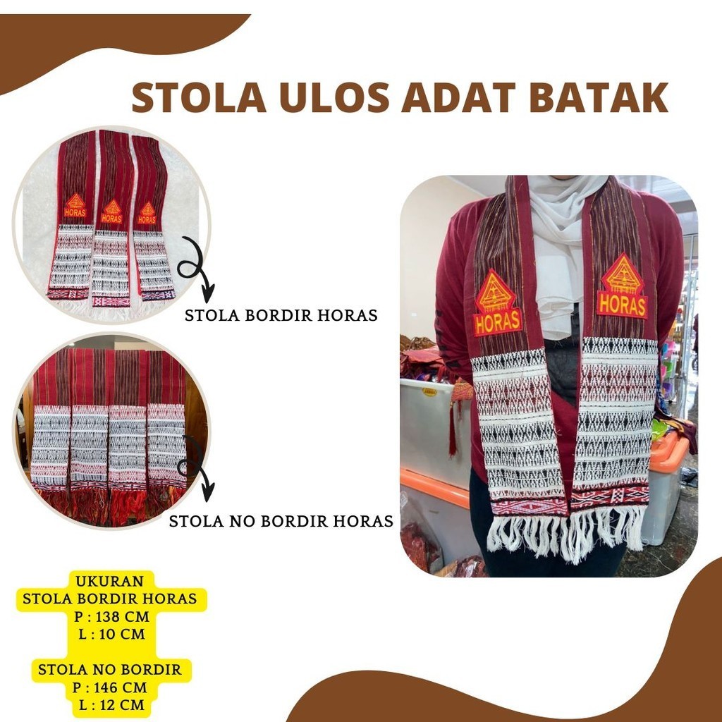 E S / Stola Ulos - Stola Batak kain tenun sumatra - NO BORDIR - BORDIR HORAS