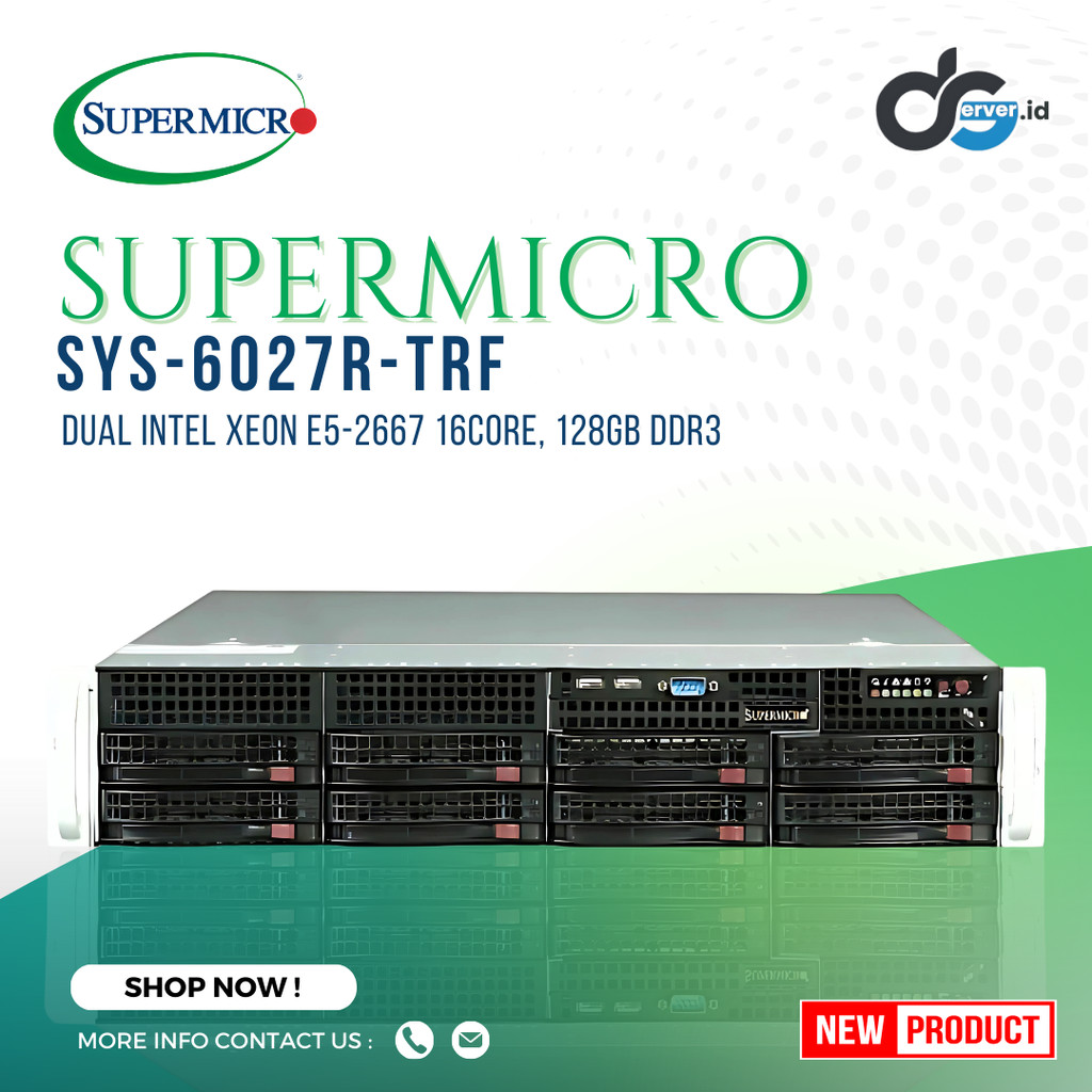 Server Supermicro SYS-6027R-TRF 2U Dual Intel Xeon 16Core RAM 128GB