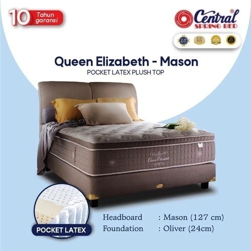 springbed central pocket latex plushtop type queen Elizabeth HB mason bonus 2 bantal