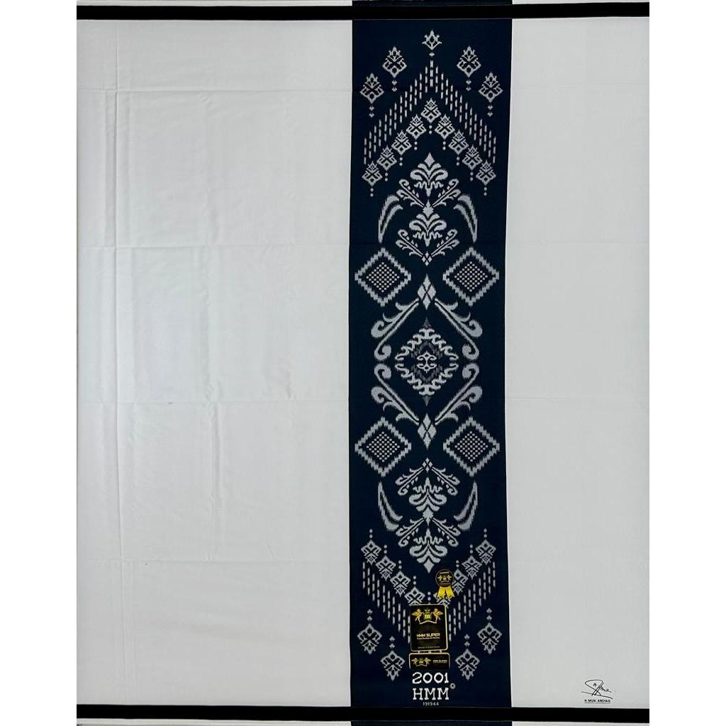 Grosir 10 Pcs Sarung Samarinda HMM motif Polos Putih Tumpal