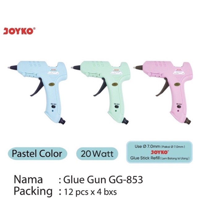 

Joyko Glue Gun Kecil / Tembak Lem GG-853 Warna pastel On Off harga 1 pcs