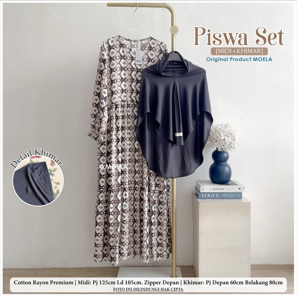 MIDI SET HIJAB BAHAN RAYON PREMIUM ORI BY MOELA