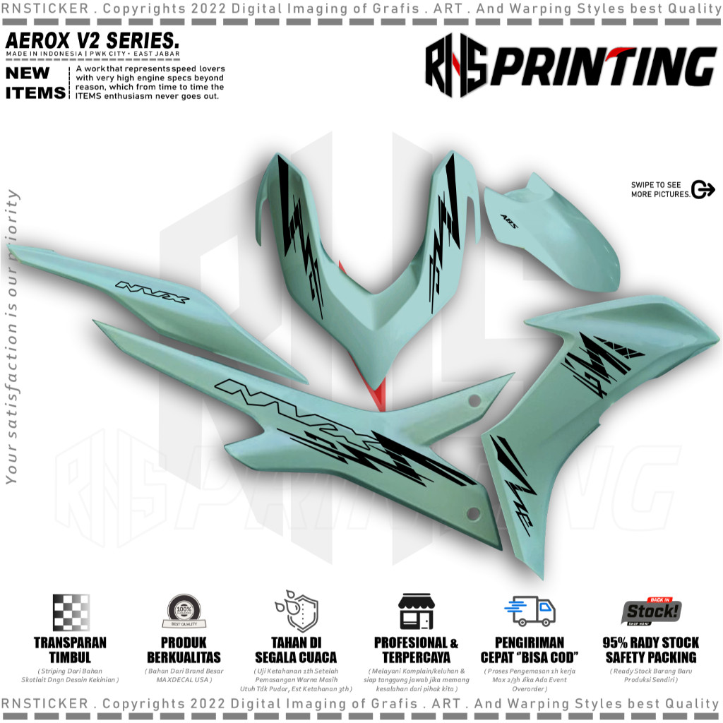 Striping Variasi Aerox 2023 Stiker Striping Aerox New Connected ABS NVX Absrak Simple Copy