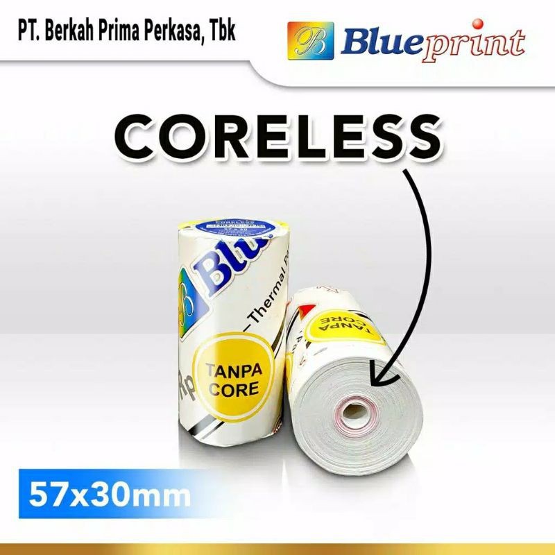 

BLUEPRINT 57 x 30 57x30 Coreless thermal paper roll kertas print struk EDC pos