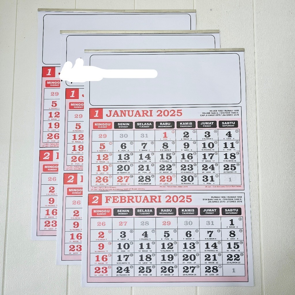 

TOM✅ KALENDER KERJA TAHUN 2025 dwibulanan MJ 6 lembar 2 bulanan 31x45cm kertas baru