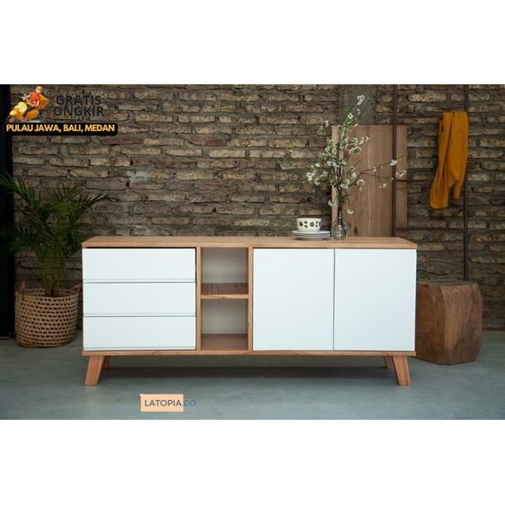 Meja TV Minimalis Panjang 150 T 60 cm cm Non Rakitan Dibuat Permanen Premium Edition