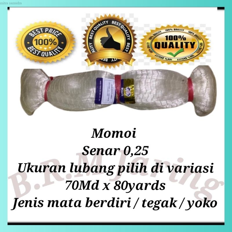 JARING IKAN SENAR MEREK MOMOI 0.25 70MD X 80YDS YOKO /JARING IKAN MOMOI