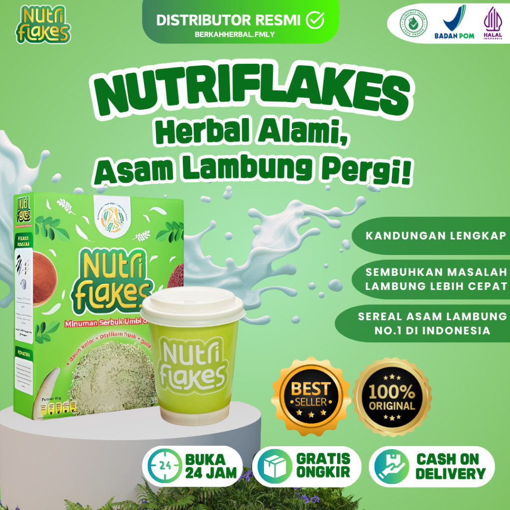 

Terlaris Nutriflakes Original 100% - Sereal Umbi Garut Atasi Asam Lambung, Maagh, GERD dan Bantu Program Diet oke