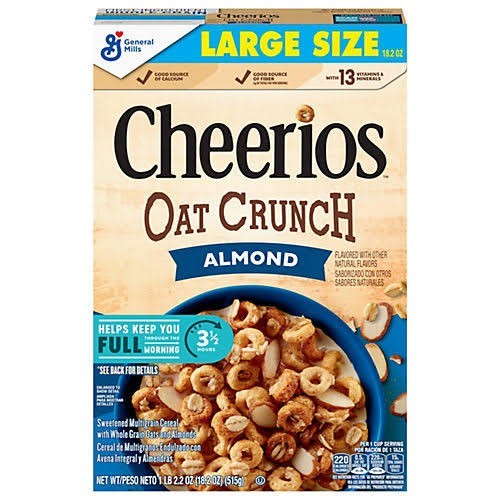 

Sereal Oats Crunch Almond Cheerios Whole Grain Oats and Almond Breakfast Cereal Large Size 18.2 OZ | Cheerios Whole Grain Oats and Almonds Cereals