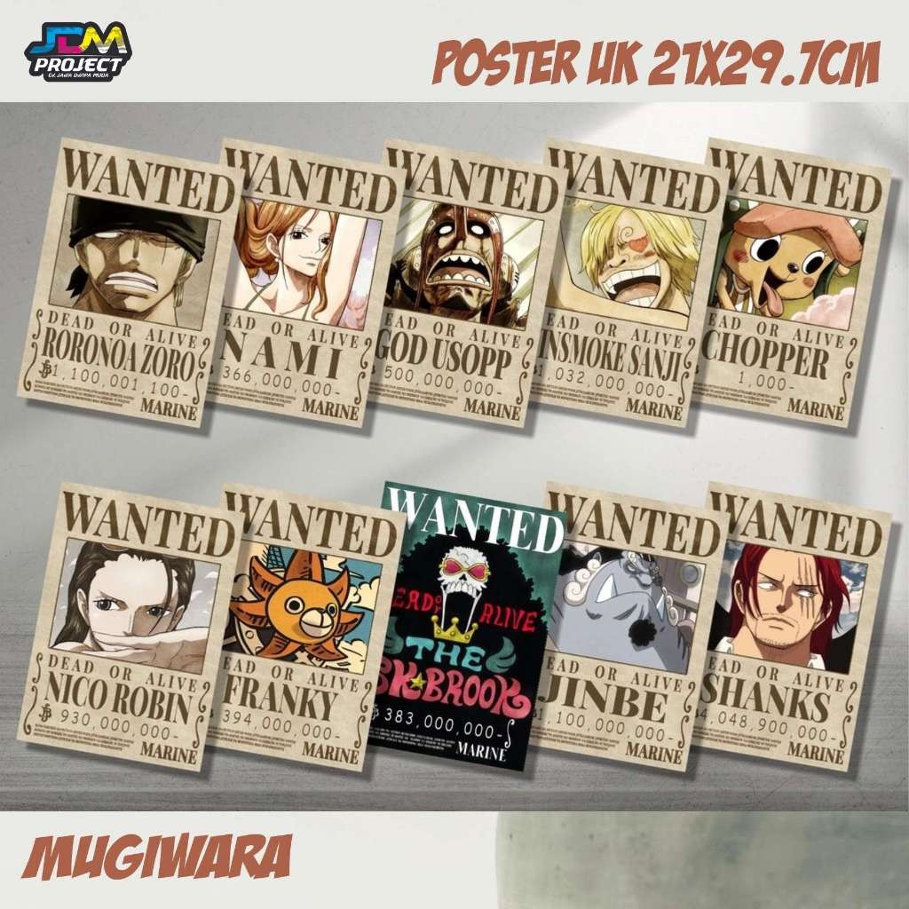 Cetak Kilat - Poster Wanted One Piece Mugiwara (1 Set Poster)