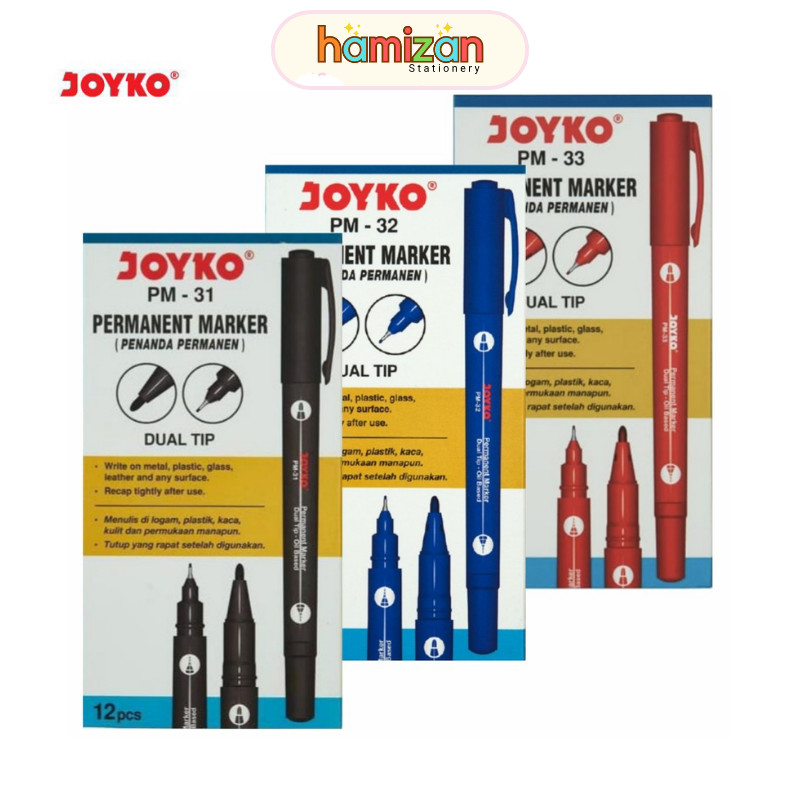

( 1pcs ) Spidol + Pulpen 2 kepala / dual tip Pm-31 / Pm -32 Pm31 Pm32 Joyko hitam dan biru Murah Berkualitas