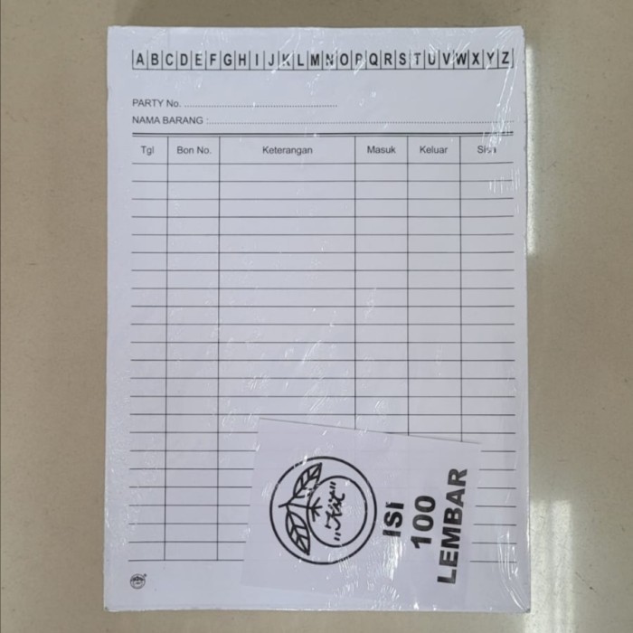 

Kartu Stok Barang Gudang Kecil Ukuran A5 - 1 pack isi 100 lembar