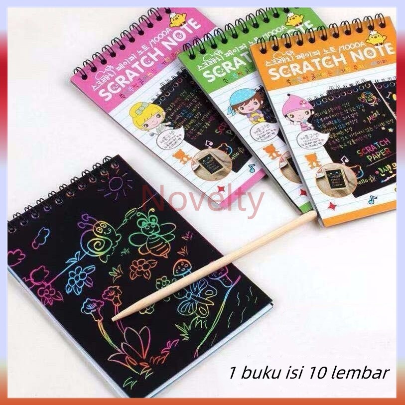 

Novelty Buku Gambar Gores Magic/Scratch Note Magic / - Merah Muda