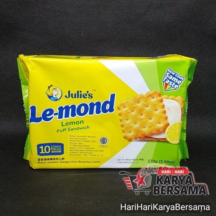 

MAKANAN RINGAN BISKUIT JULIES JULIE'S LE-MOND PUFF SANDWICH LEMON CREAM 170GR