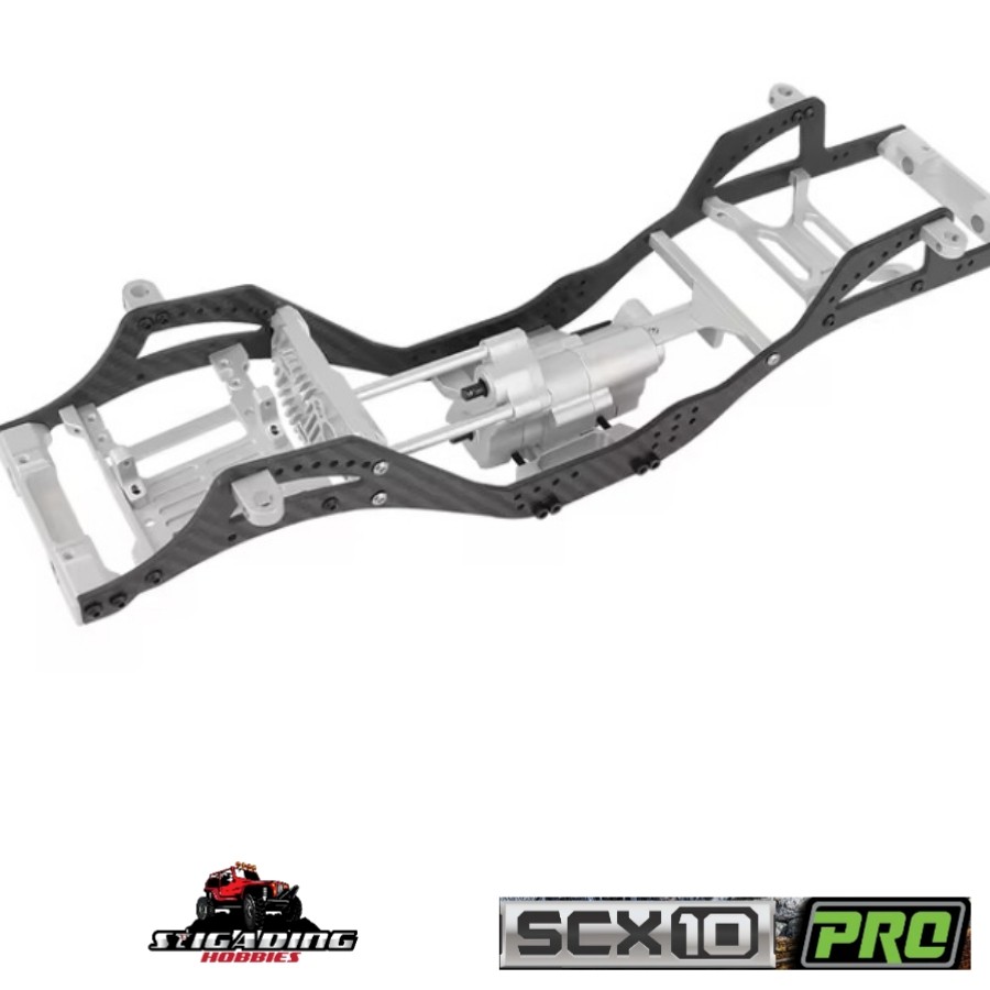 SCX10 Pro Crawler Carbon Fiber Chassis Car Empty Frame Kit with Steel Gears Gearbox